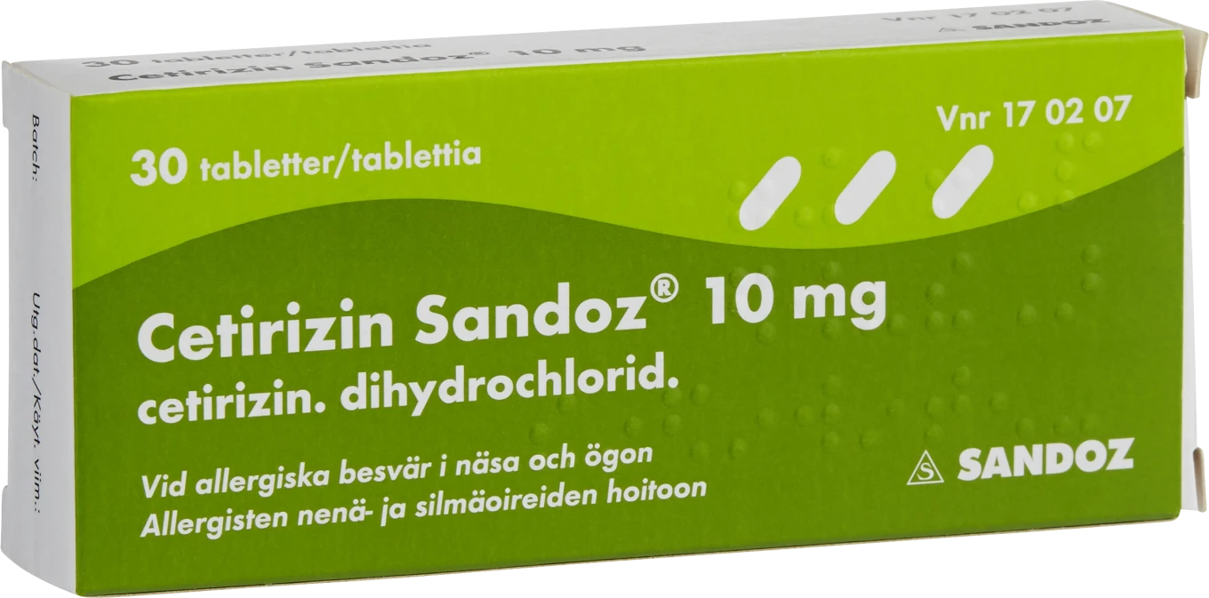 Cetirizin Sandoz filmdragerad tablett 10 mg 30 st Sandoz