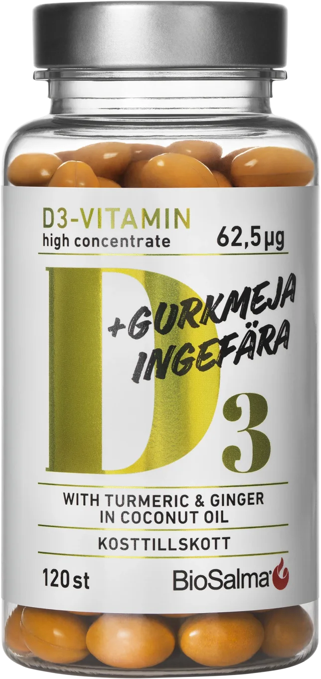 BioSalma D3 62,5 µg + Gurkmeja Ingefära 120 st kapslar BioSalma