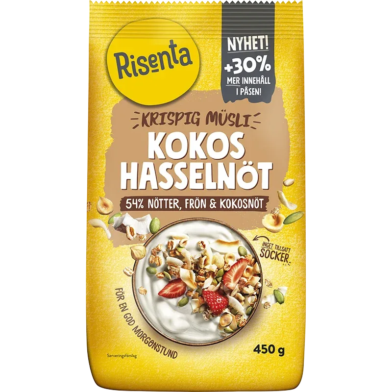 Risenta Krispig Müsli Kokos Hasselnöt 450 g Risenta
