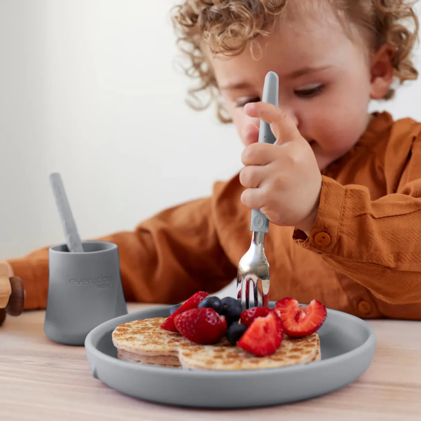 Everyday Baby Bestick Rostfritt Stål och Silikon Quiet Grey Everyday Baby