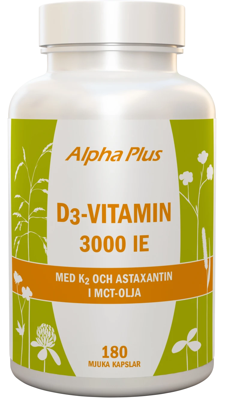 Alpha Plus D3-Vitamin 3000 IE med K2 180 kapslar Alpha Plus