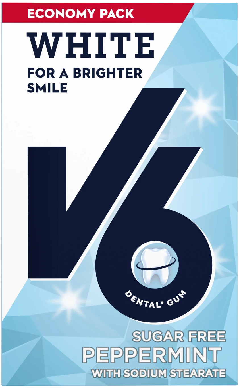 V6 White Peppermint tuggummi 72 g V6