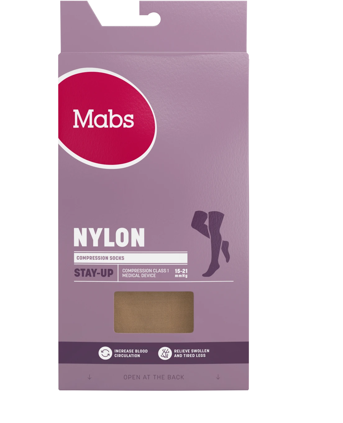 Mabs Nylon Stay Up Tan 1 par XL Mabs