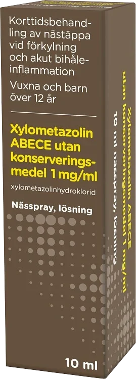 Xylometazolin ABECE utan konserveringsmedel, 1mg/ml 10 ml ABECE