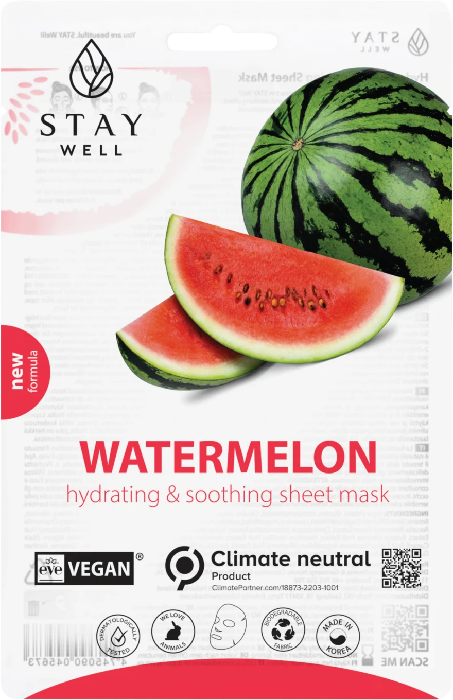 Stay Well Vegan Sheet Mask Watermelon 1 st Stay Well