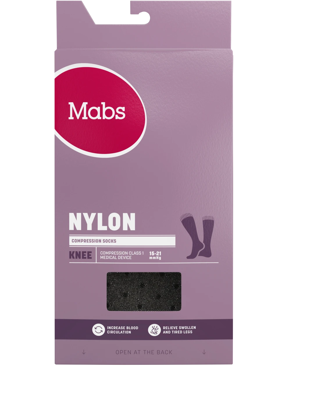 Mabs Nylon Knee Black Dotted 1 par L Mabs