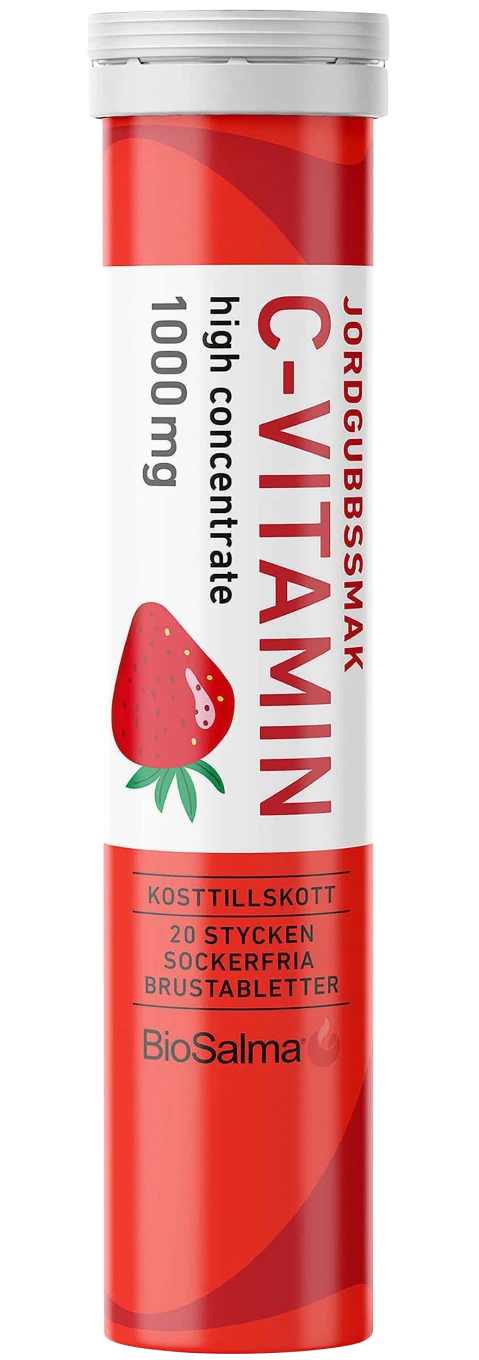 BioSalma C-vitamin 1000 mg Jordgubb 20 brustabletter BioSalma