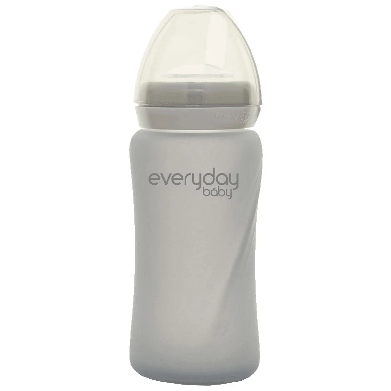 Everyday Baby Sugrörsflaska Glas Healthy + Quiet Grey 240 ml Everyday Baby