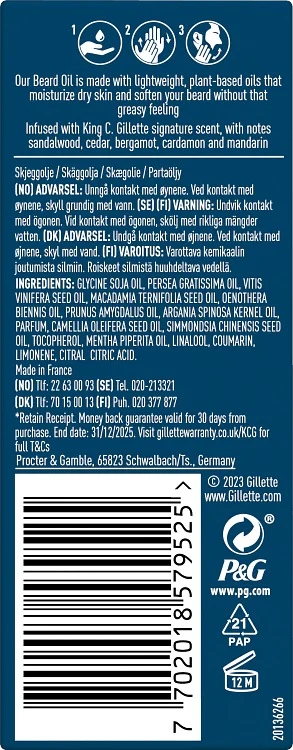 King C Gillette Beard Oil 30 ml King C Gillette