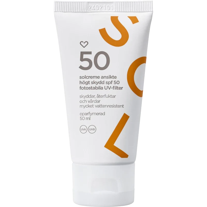 Hjärtats Solkräm Ansikte Oparfymerad SPF 50, 50 ml Hjärtats