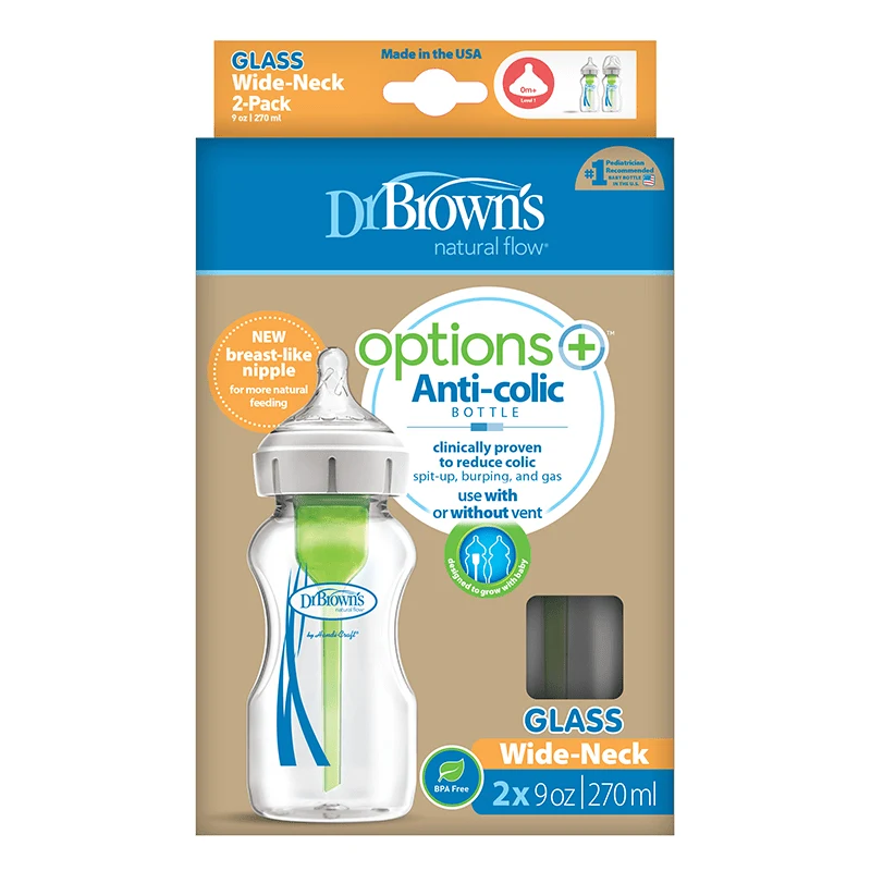 Dr. Brown's Options+ Glasflaska 270 ml Bred Hals 2-pack Dr Browns
