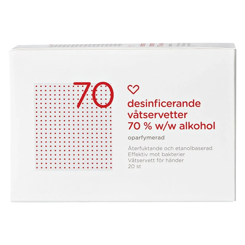 Hjärtats desinficerande våtservetter 70% oparf 20 st Hjärtats