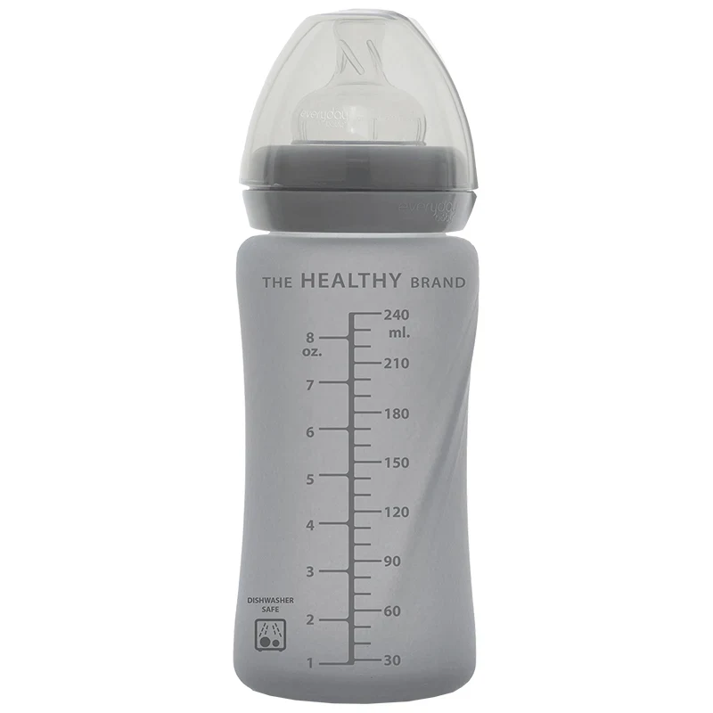 Everyday Baby Nappflaska Glas Healthy + Quiet Grey 240 ml Everyday Baby
