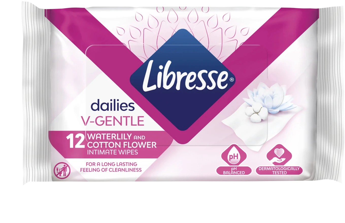 Libresse Dailies V-gentle intimservetter Näckros & Bomullsblomma 12-pack Libresse