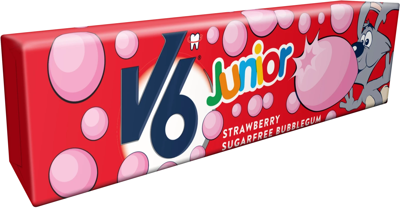V6 Junior Strawberry tuggummi V6