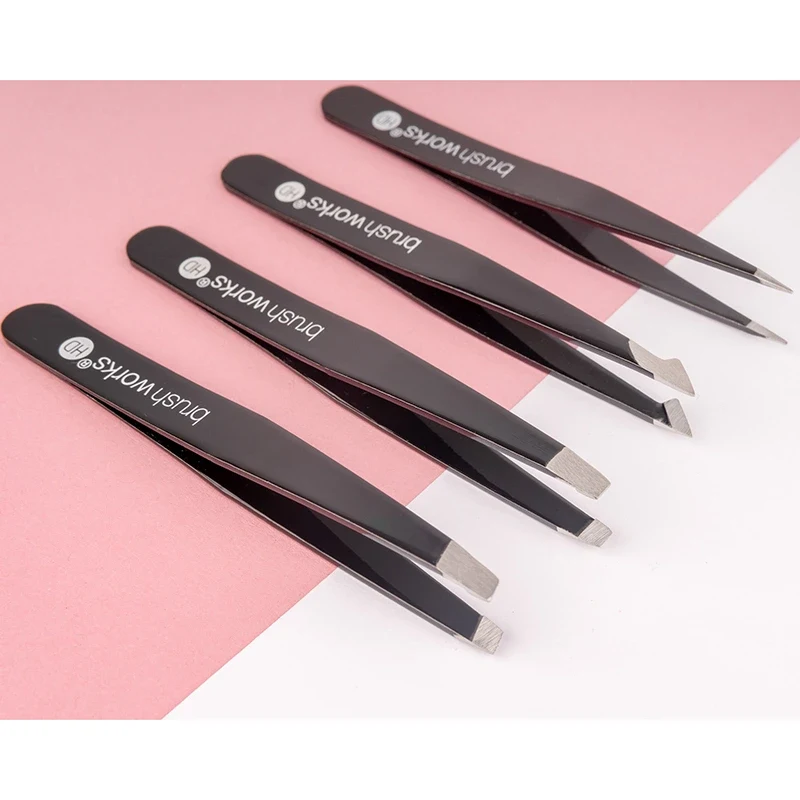 Brushworks HD Combination Tweezer Set Black Coloured Brushworks