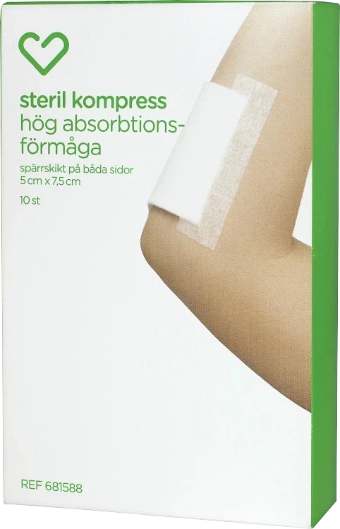 Hjärtats sterila kompress 5 x 7,5 cm 10 st Hjärtats