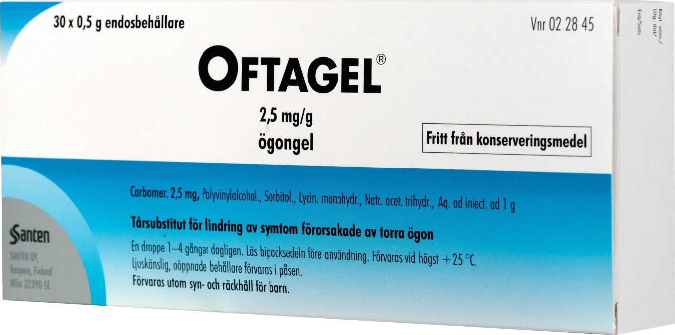Oftagel ögongel i endosbehållare 2,5 mg/g 30 st Oftagel