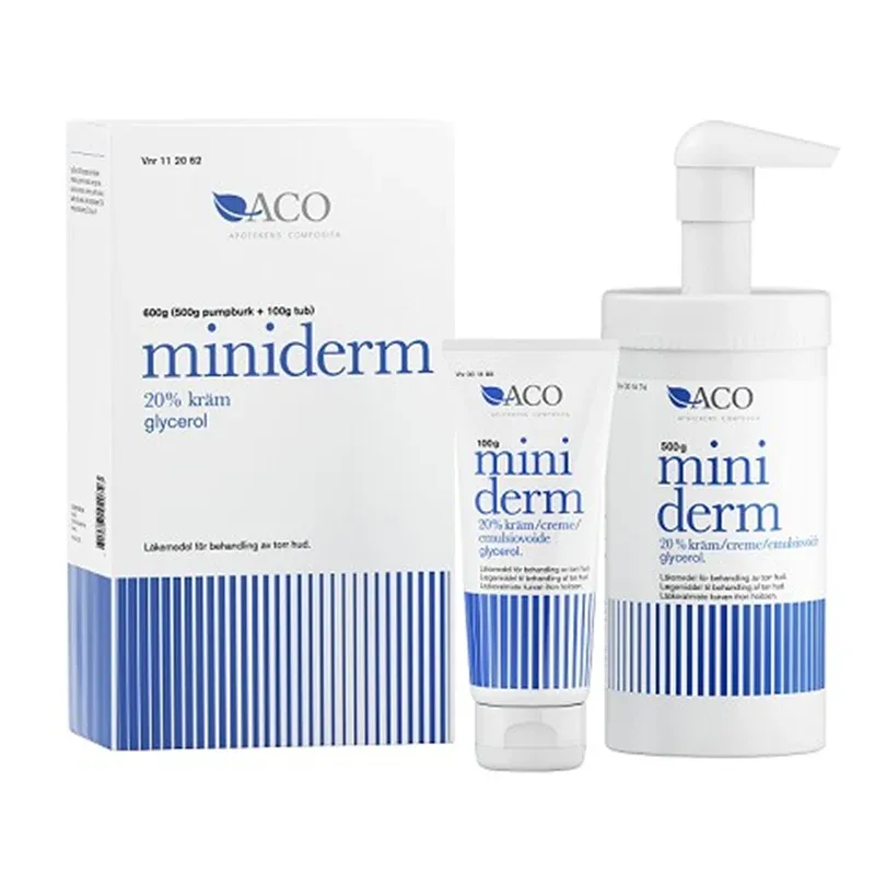 Miniderm kräm 20% burk med pump 500 g + tub 100 g Miniderm