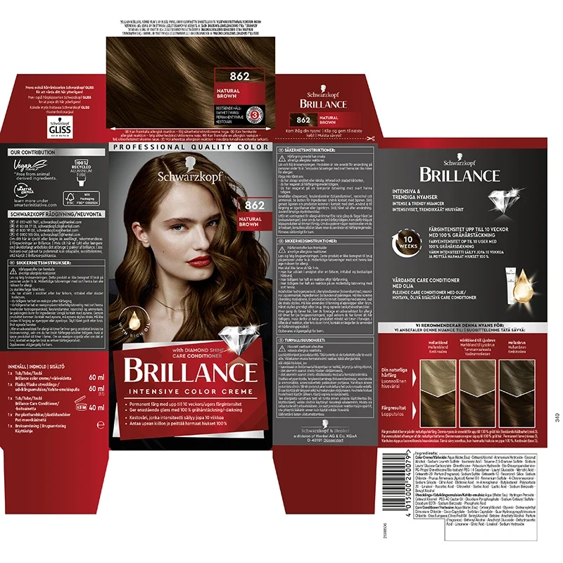 Schwarzkopf Brillance Hårfärg 862 Natural Brown Schwarzkopf