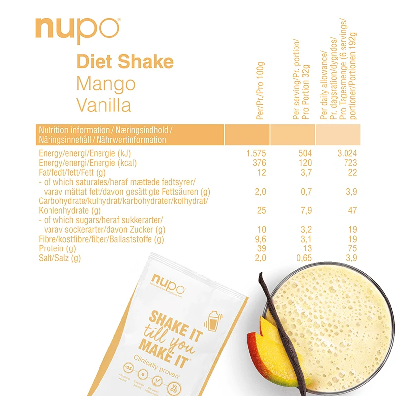 Nupo Diet Shake Mango Vanilla 12 portioner Nupo