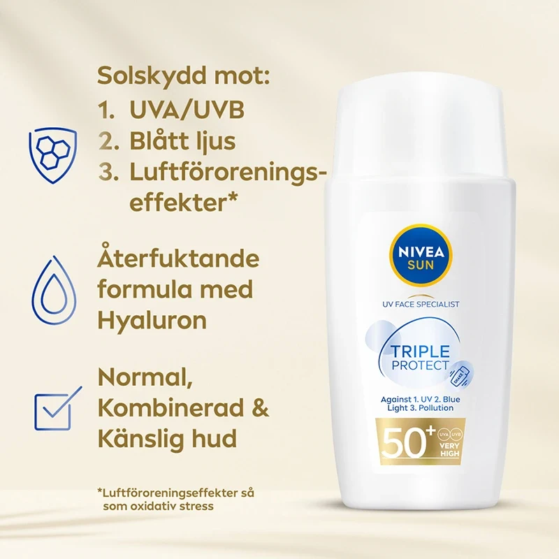 Nivea Sun UV Face Triple Protect Fluid SPF 50+, 40 ml Nivea