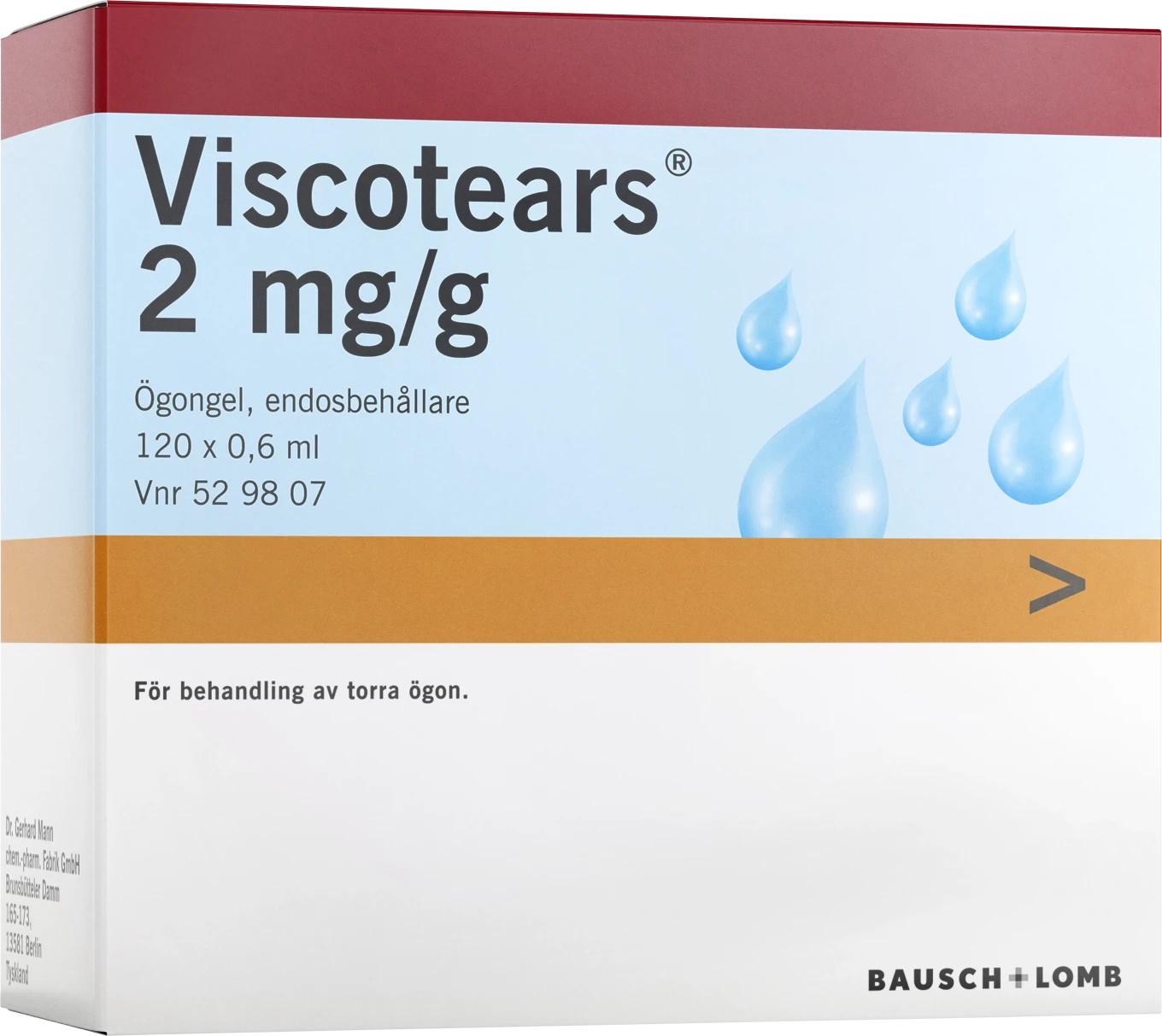 Viscotears ögongel i endosbehållare 2 mg/g 120x0,6 ml Viscotears