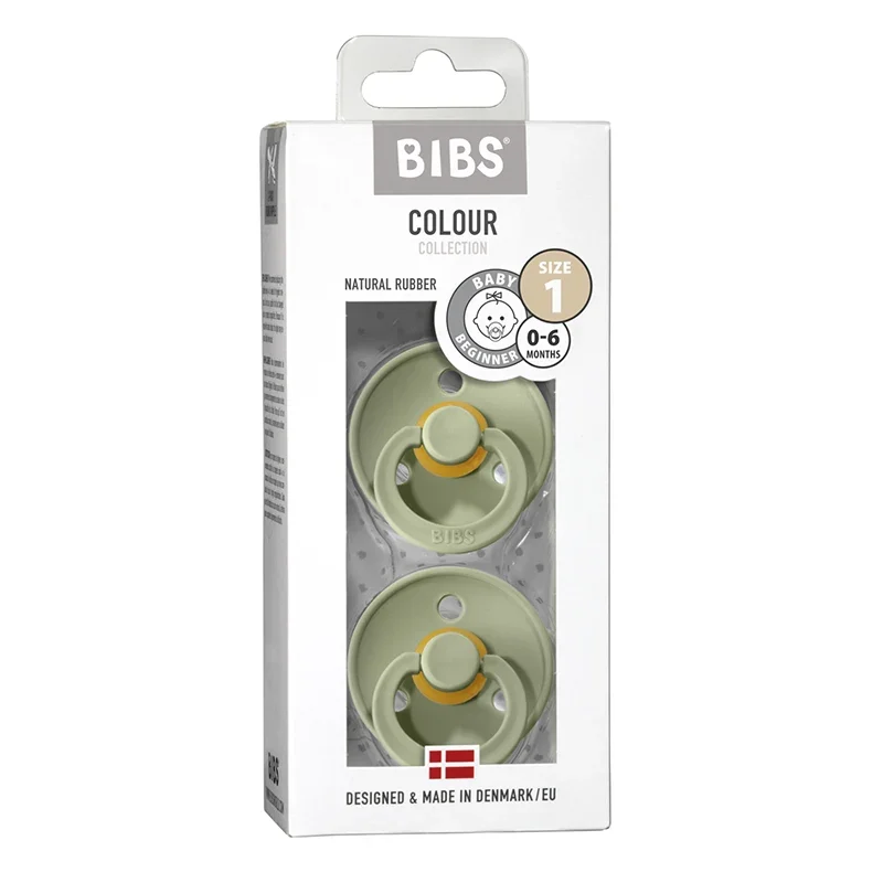 BIBS Pacifier Colour Latex Sage/Sage 2-pack Size 1 Bibs