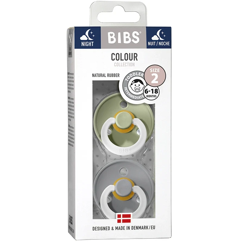 BIBS Colour Latex Size 2 Sage Glow/Cloud Glow 2-pack Bibs