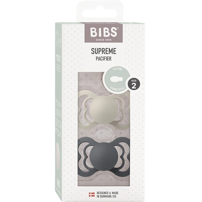 BIBS Supreme Silicone Sand/Iron 2-pack Size 2 Bibs