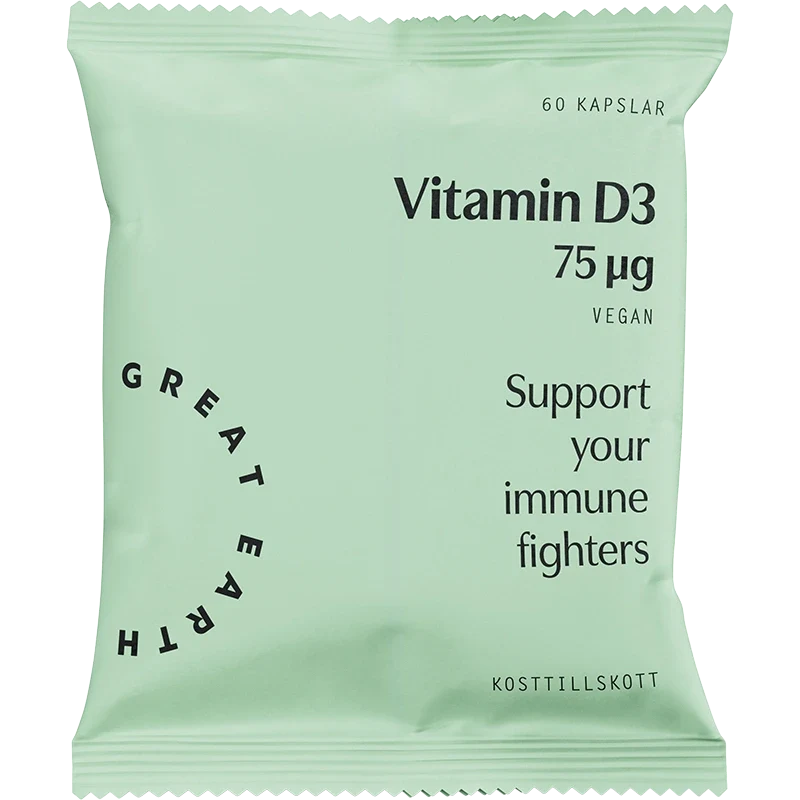 Great Earth Vitamin D3 75 µg refill 60 kapslar Great Earth
