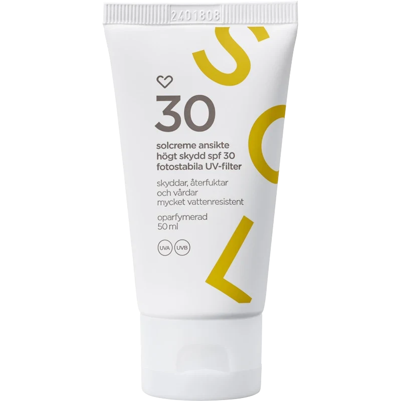 Hjärtats Solkräm Ansikte Oparfymerad SPF 30, 50 ml Hjärtats