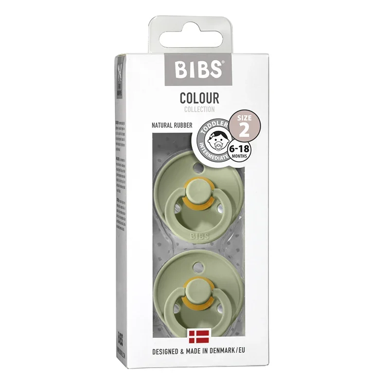 BIBS Pacifier Colour Latex Sage/Sage 2-pack Size 2 Bibs