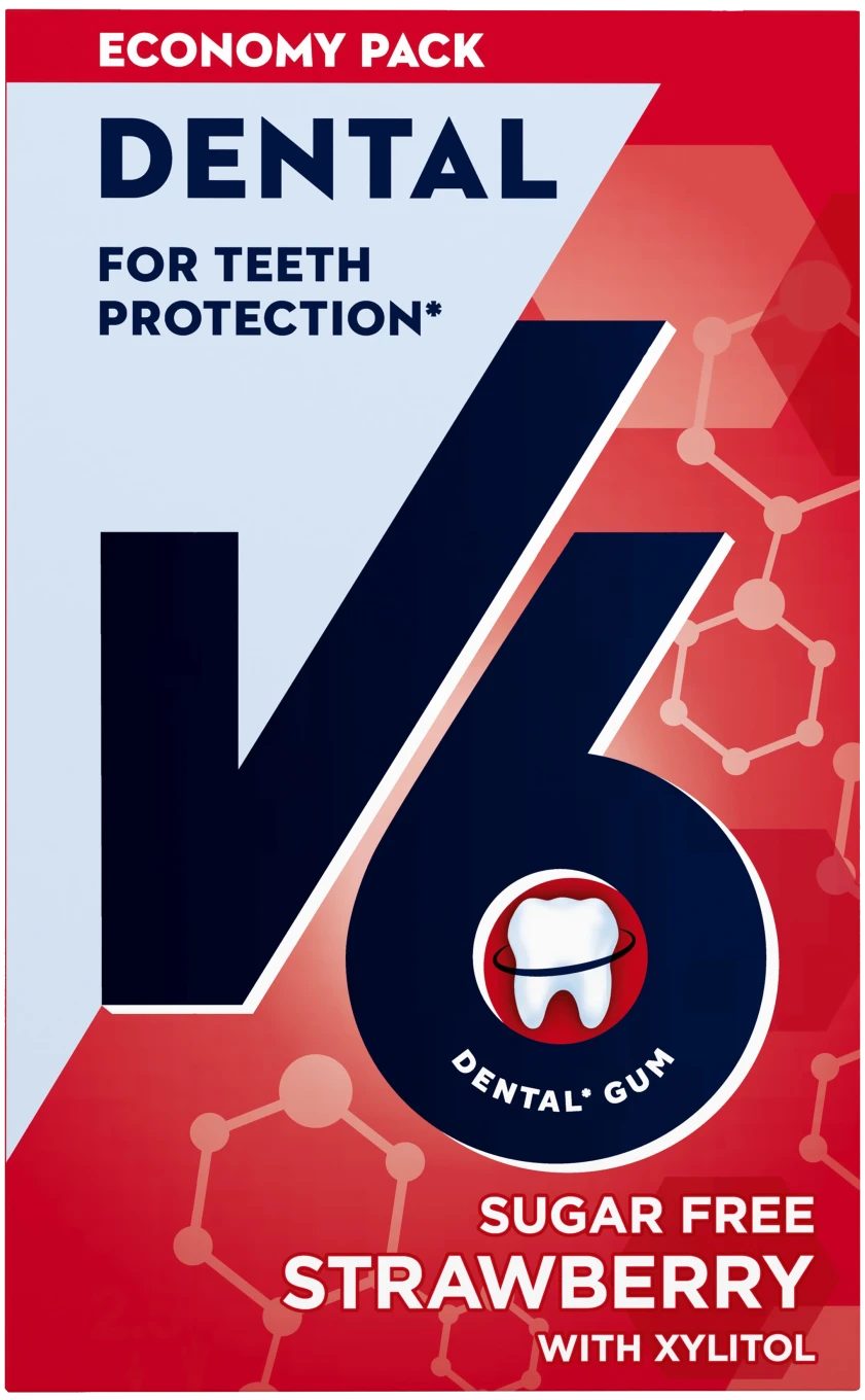 V6 Dental Strawberry tuggummi 70 g V6