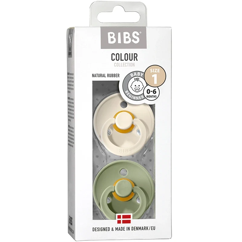 BIBS Colour Latex Size 1 Ivory/Sage 2-pack Bibs