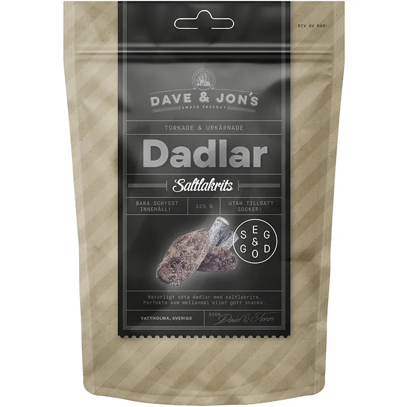 Dave & Jon's Dadlar Saltlakrits 125 g Dave & Jons