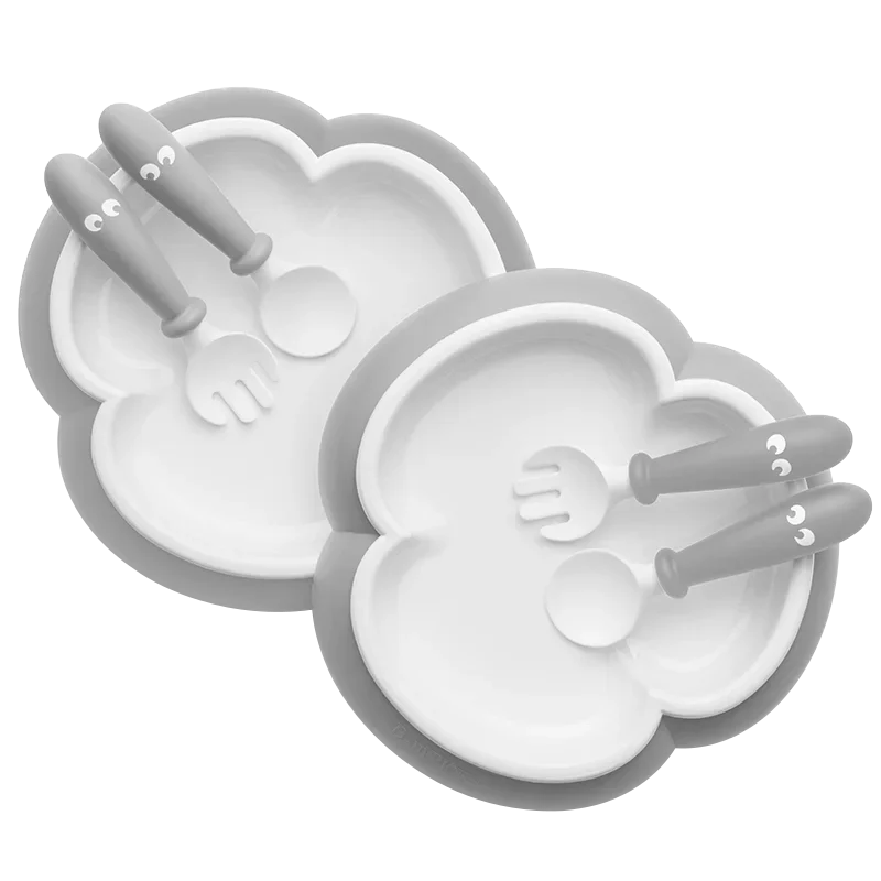 BabyBjörn Barntallrik Sked och Gaffel 2 set Grå BabyBjörn