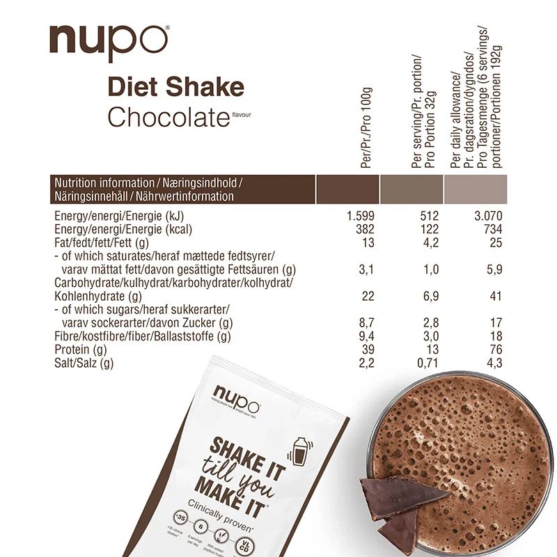 Nupo Diet Shake Value Pack Chocolate 30 port. Nupo
