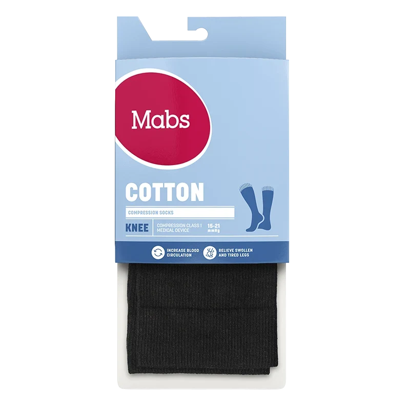 Mabs Cotton Knee Wide Black 1 par XL Mabs