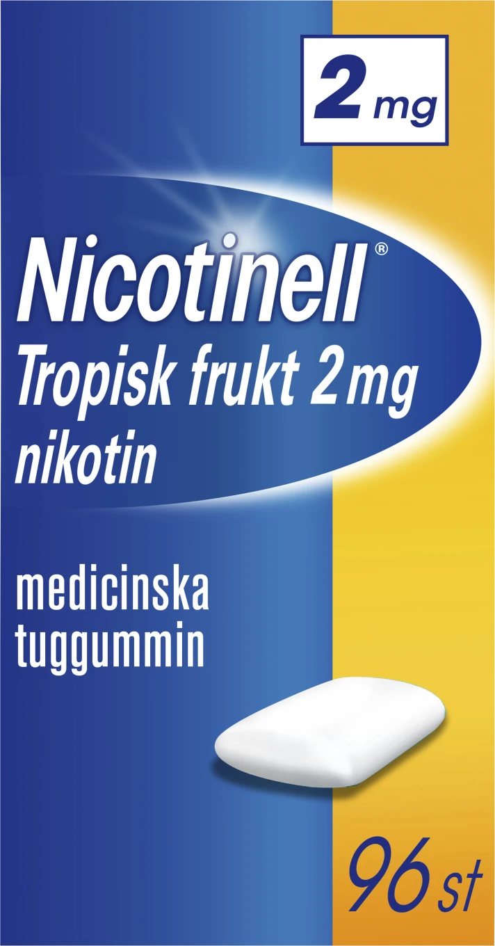 Nicotinell Tropisk frukt medicinskt tuggummi 2 mg 96 st Nicotinell
