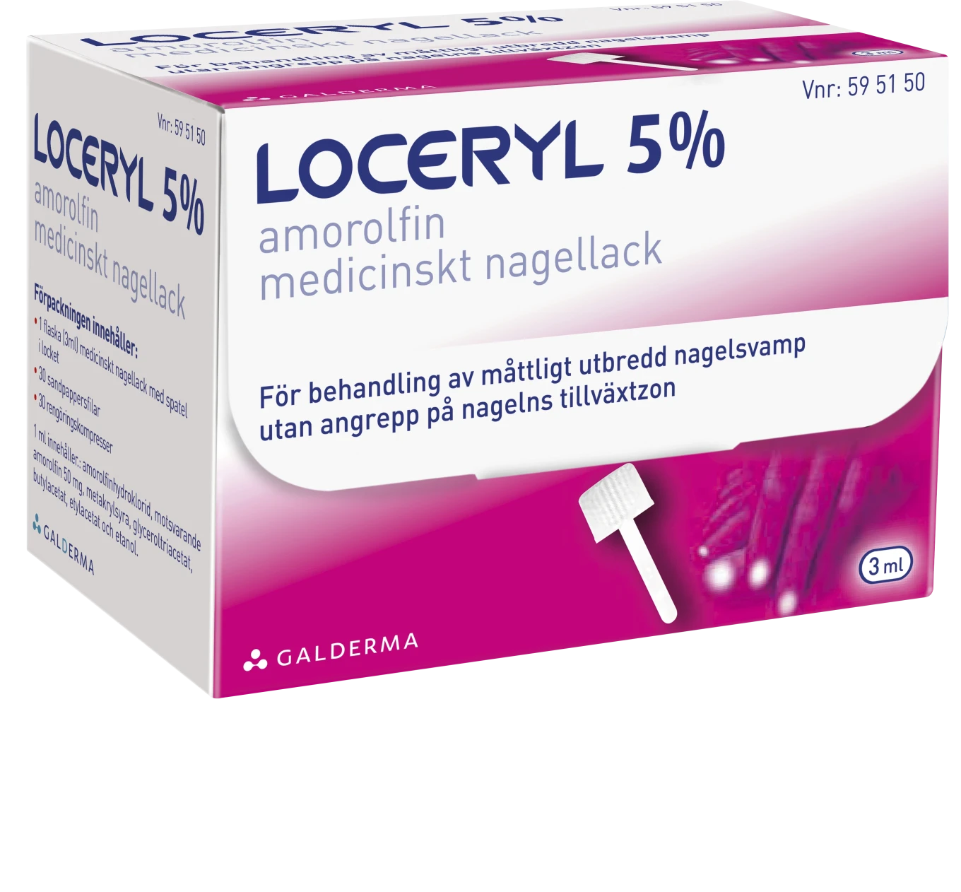 Loceryl® Medicinskt nagellack 5% Glasflaska (spatel i locket), 3ml (med tillbehör) Loceryl