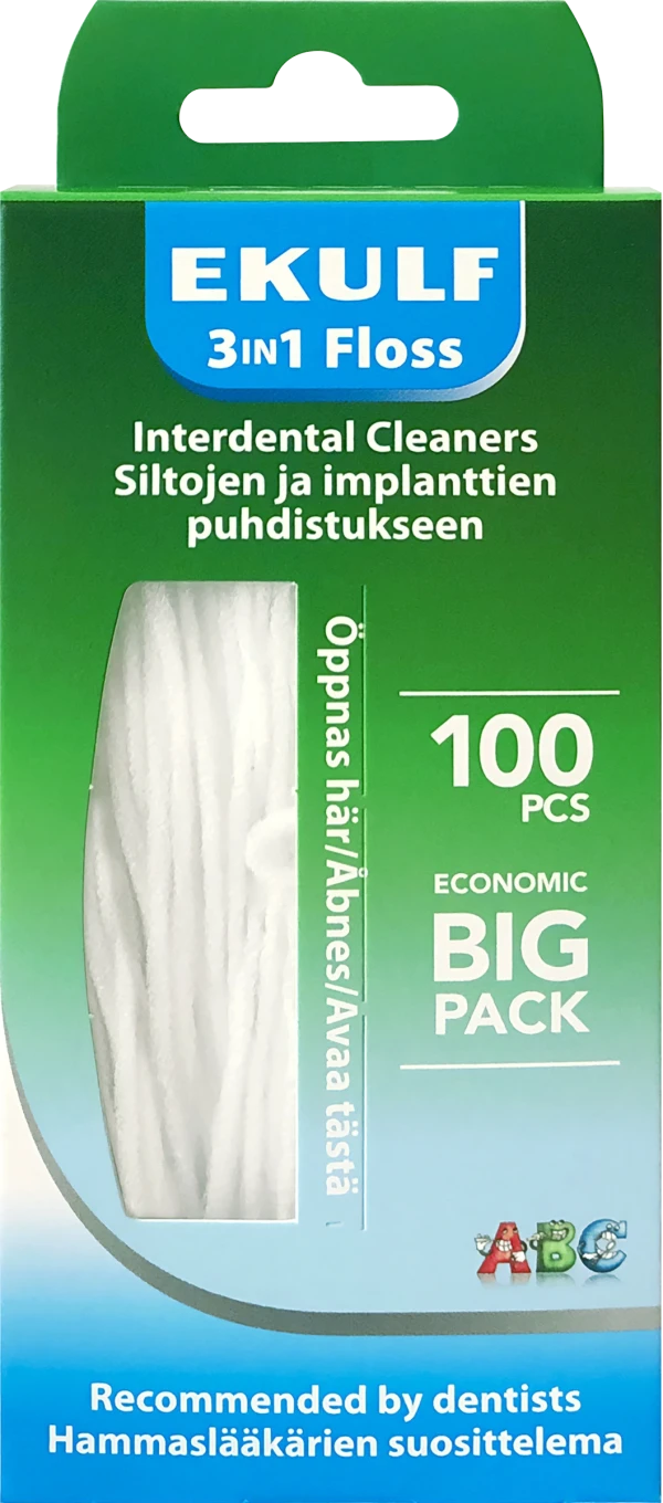 Ekulf 3in1 Floss Tandtråd 100 st Ekulf
