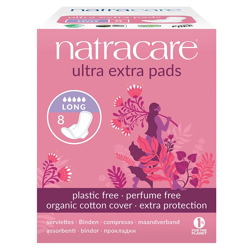 Natracare Binda Ultra Extra Lång med Vingar 8 st Natracare