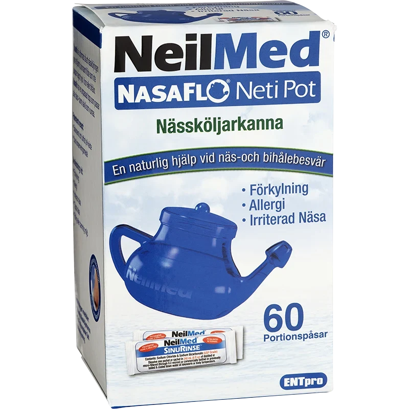 NeilMed NasaFlo Nässköljarkanna med 60 saltpåsar NeilMed