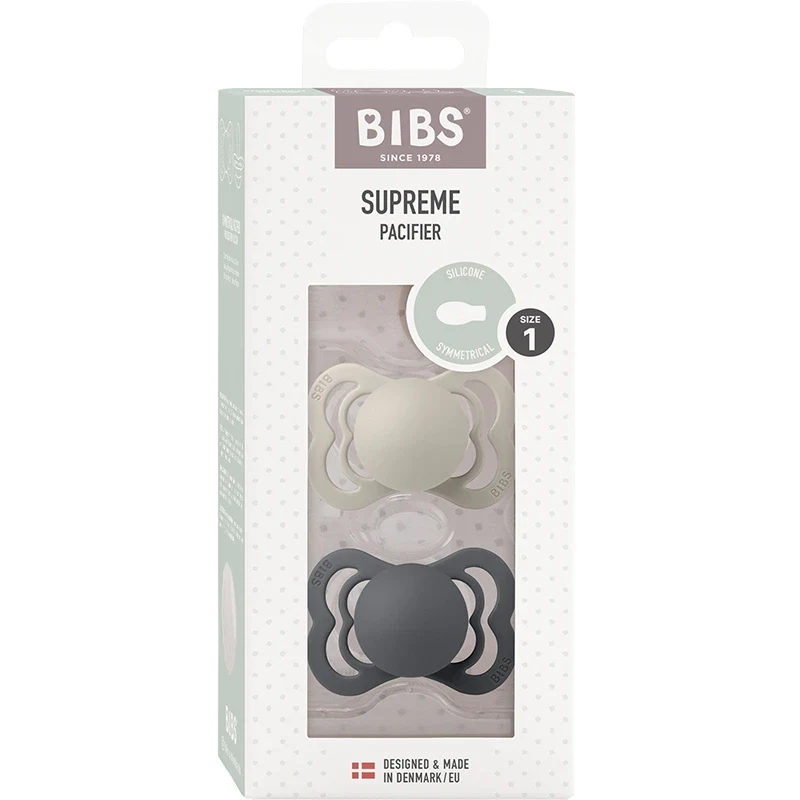 BIBS Supreme Silicone Sand/Iron 2-pack Size 1 Bibs