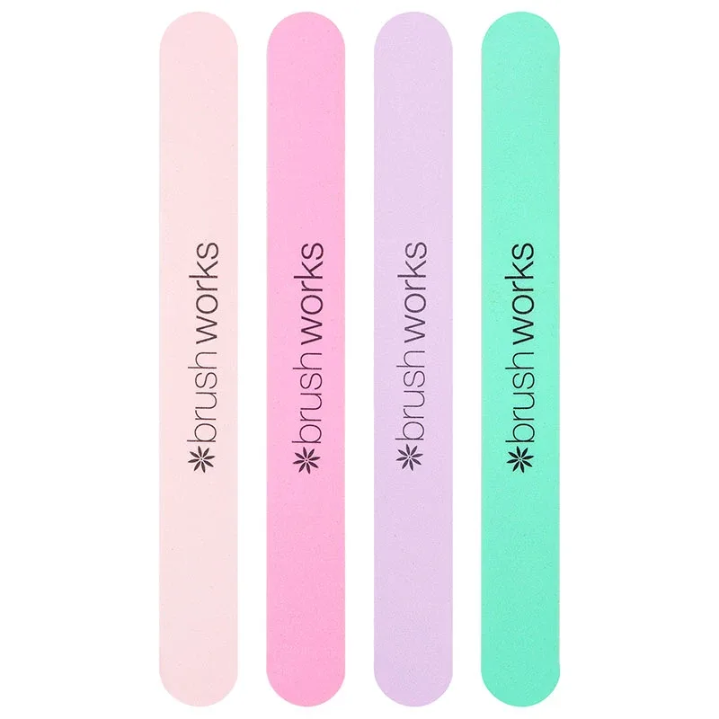 Brushworks Pastel Coloured Nail Files 4-pack Brushworks