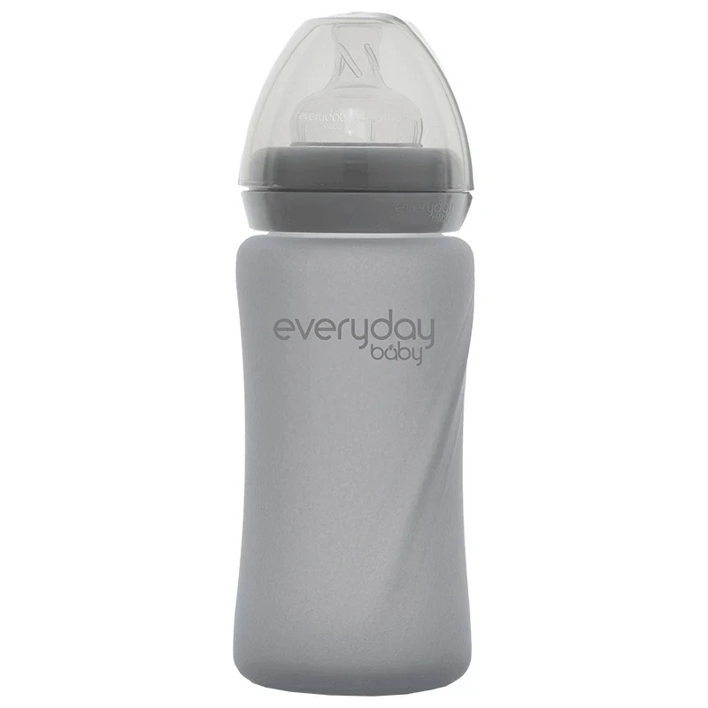 Everyday Baby Nappflaska Glas Healthy + Quiet Grey 240 ml Everyday Baby