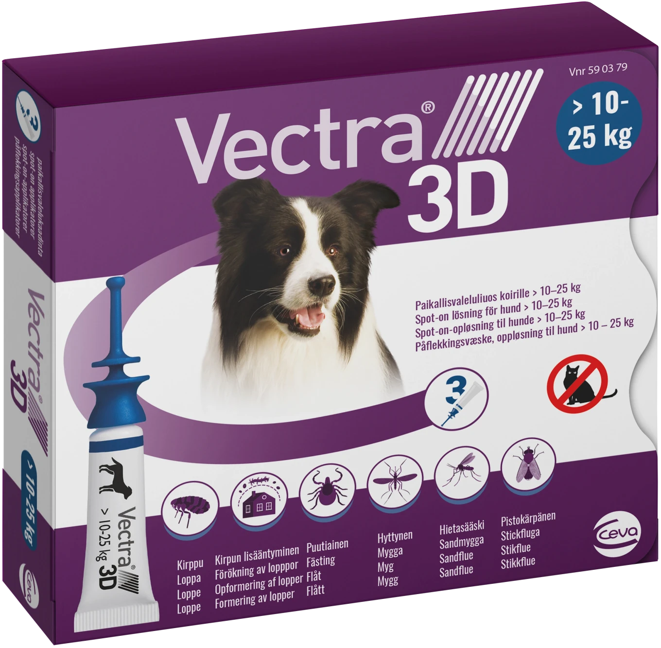 Vectra 3D för hund 10-25 kg Spot-on lösning Pipett, 3st (3x3,6ml) Vectra 3D