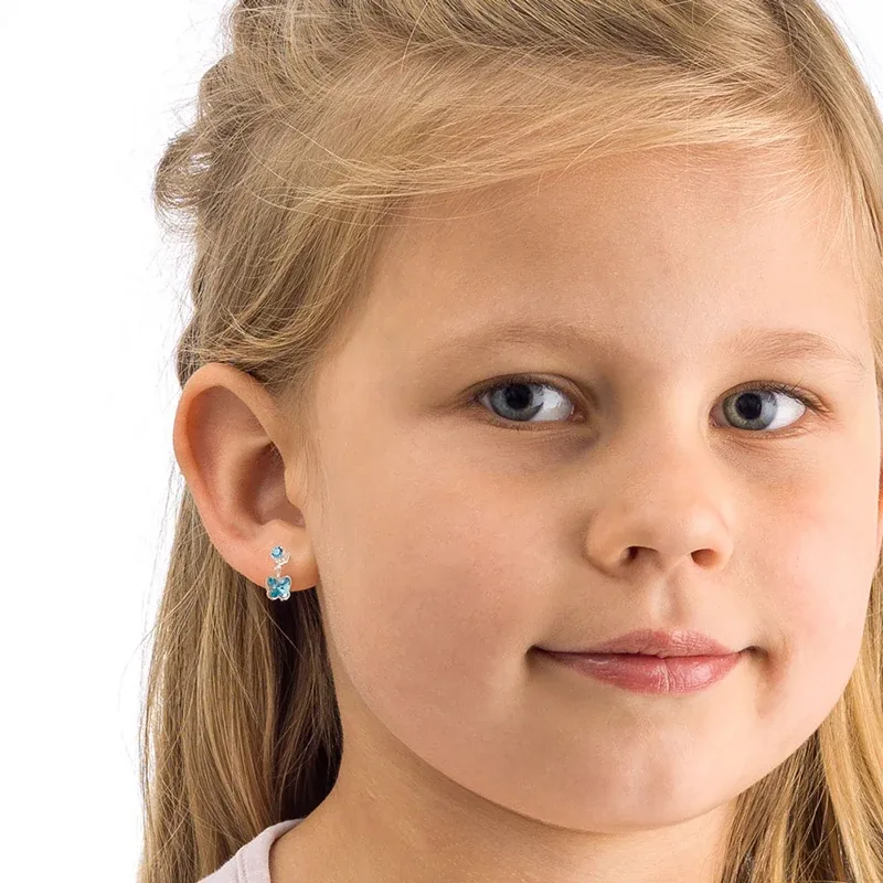 Blomdahl Örhängen Pendant Butterfly Aquamarine 4/5 mm Blomdahl