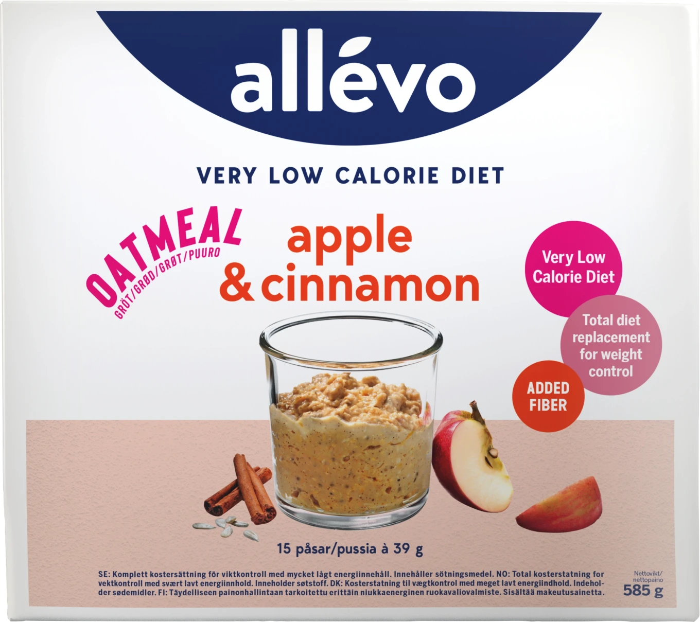 Allévo VLCD Oatmeal Apple & Cinnamon 15 portioner Allévo